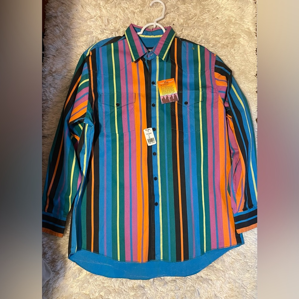 Brand new with tags vintage wrangler brushpopper shirt 17-35 xlong tails